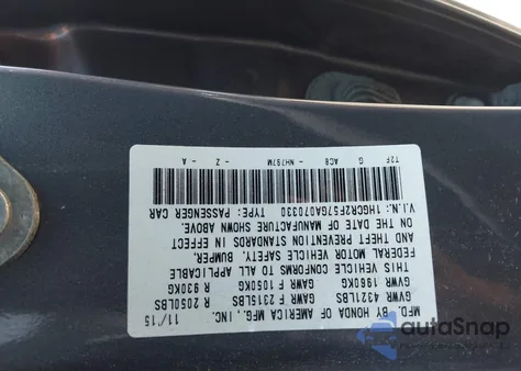 2016 Honda Accord Sport из США, поврежденный, VIN 1HGCR2F57GA070330